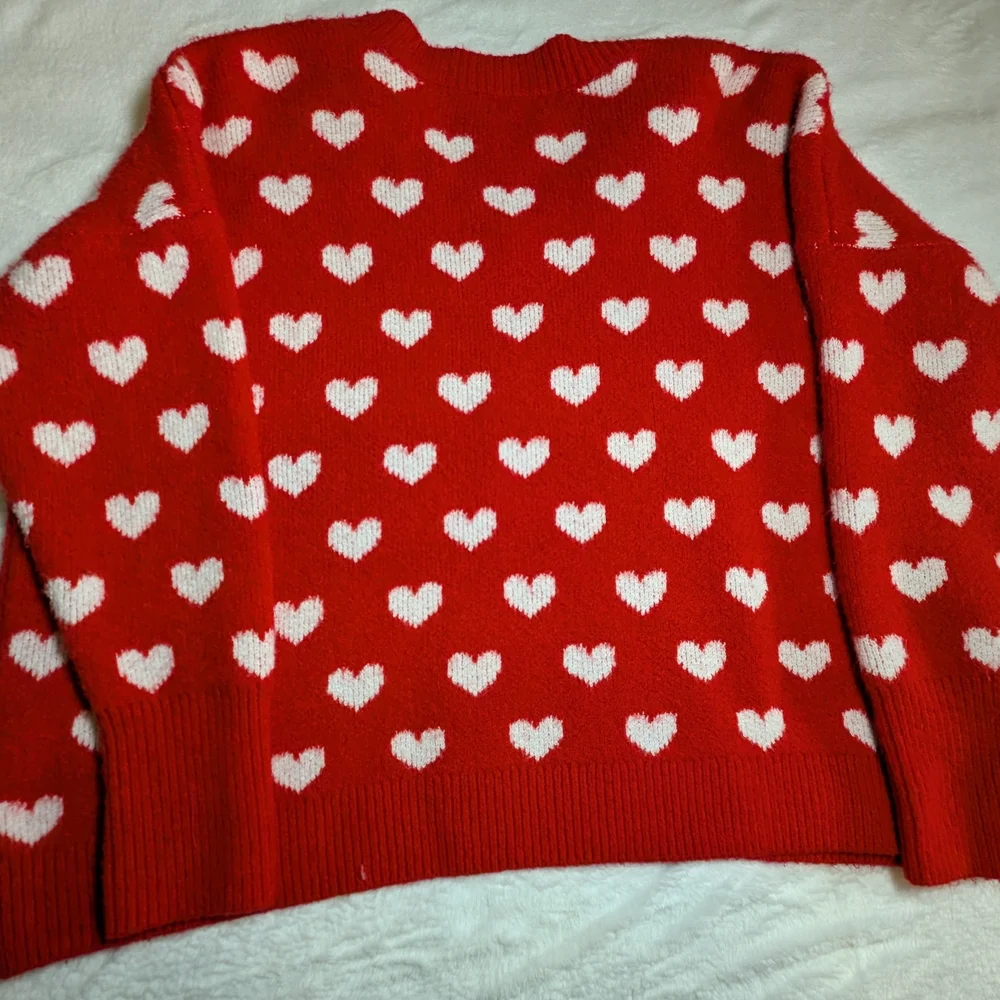 CeCe Red and White Heart Valentines Sweater - Picture 4 of 4